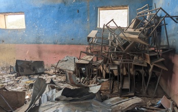 zerstörtes Schulzimmer in Tigray