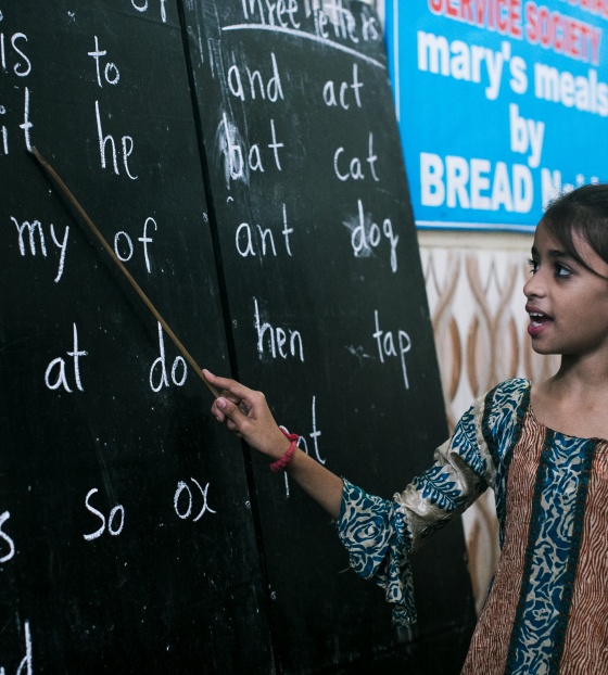 Girl at school in India