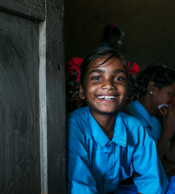Girl at school in India