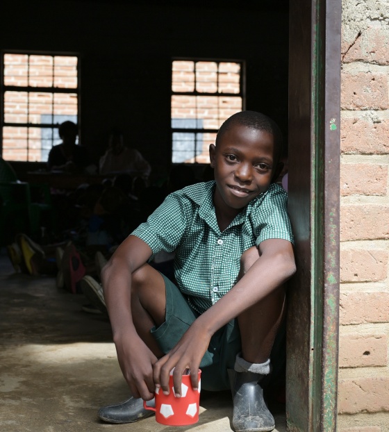 Boy at school in Malawi