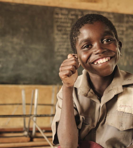 Boy at school in Zimbabwe